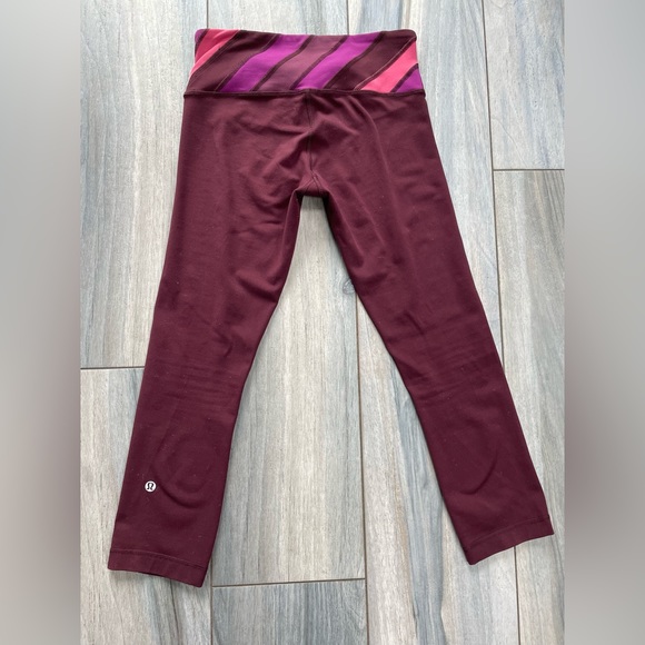 Lululemon Burgundy Capri Leggings Size 4 - Picture 2 of 6